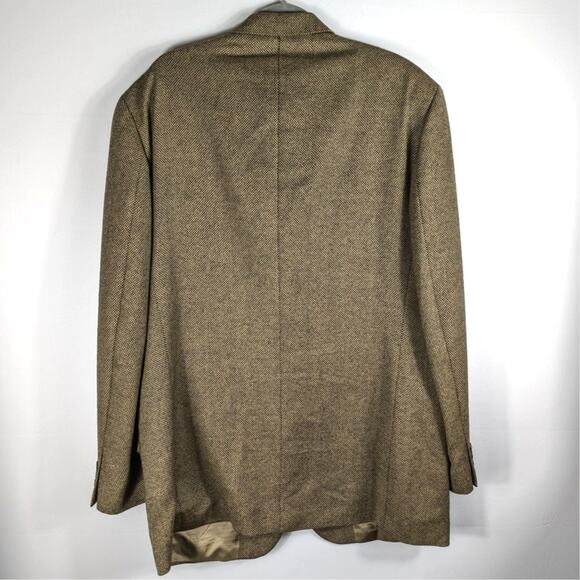 Britches Georgetowne Wool Cashmere Blazer 44R Herringbone Brown Biella Black - Picture 2 of 6
